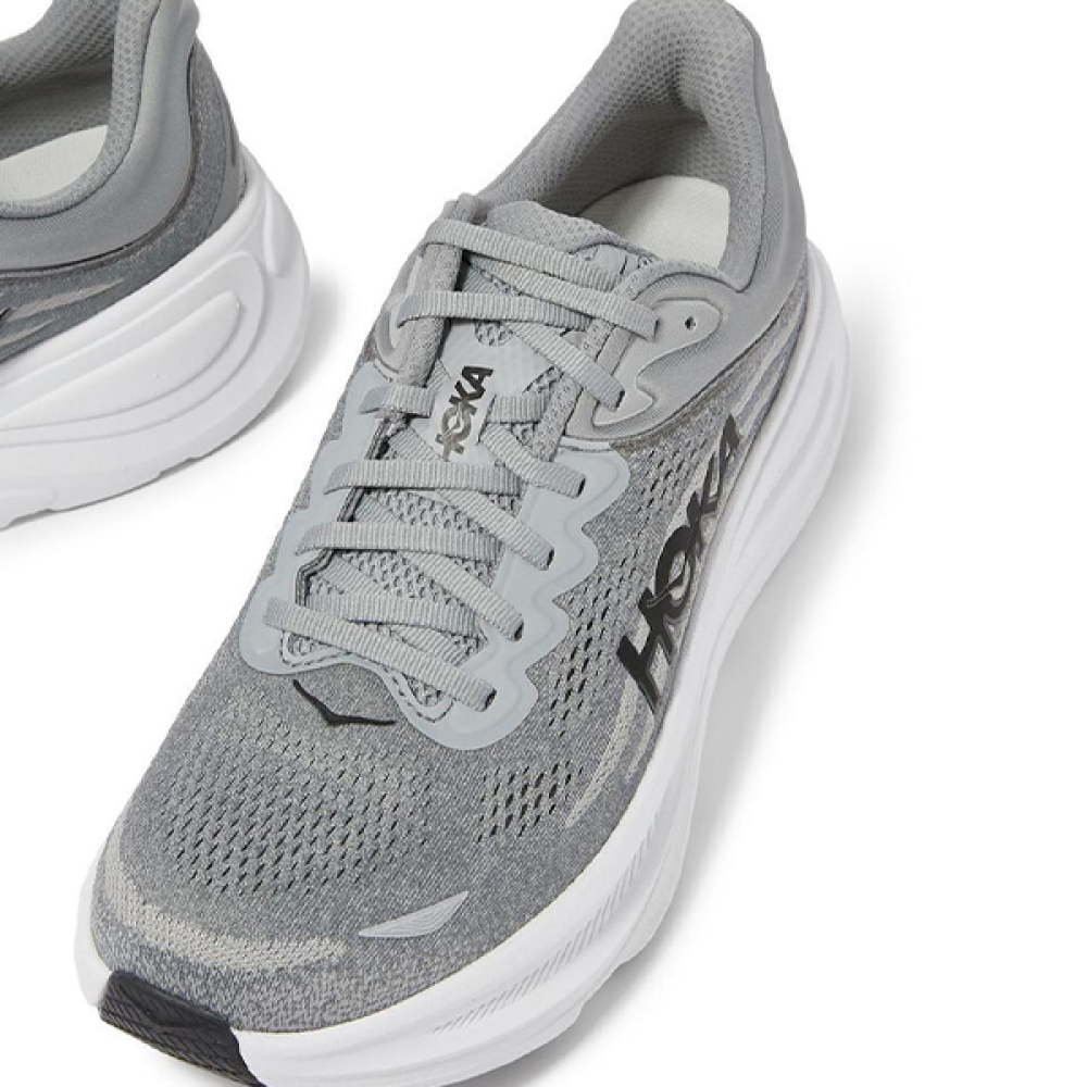 A Hoka Bondi 9 Mesh Running and Walking Shoes in Grey and