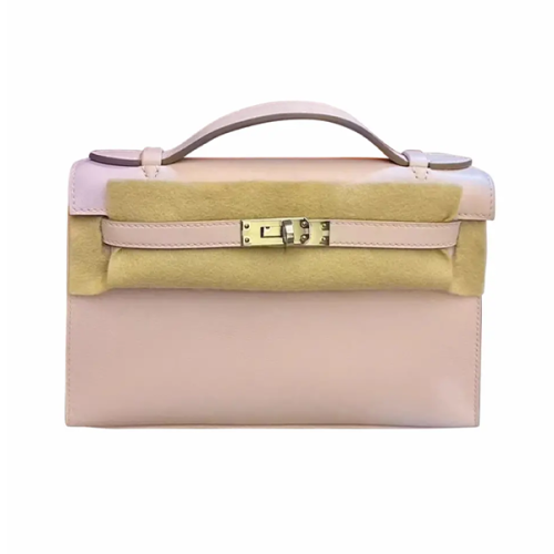 Hermes Kelly Pouch in Soft Leather in Light Pink E-SEVEN STORE