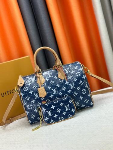 Louis Vuitton Women's Beige LV Monogram Bag with Gold Chain - E