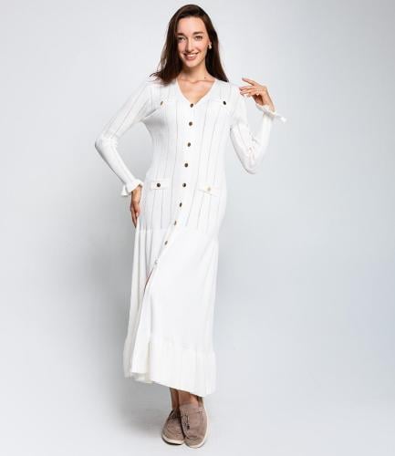 Missoni long dress with Greek print, long sleeves, beige and