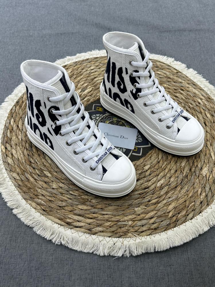 Dior Walkn Women's High Neck Sneakers in Black and White
