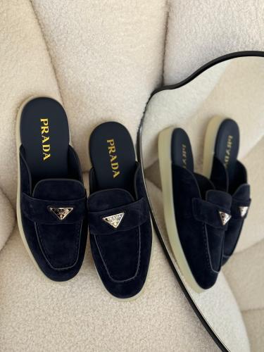 Prada women's black suede open toe shoes - E-SEVEN STORE