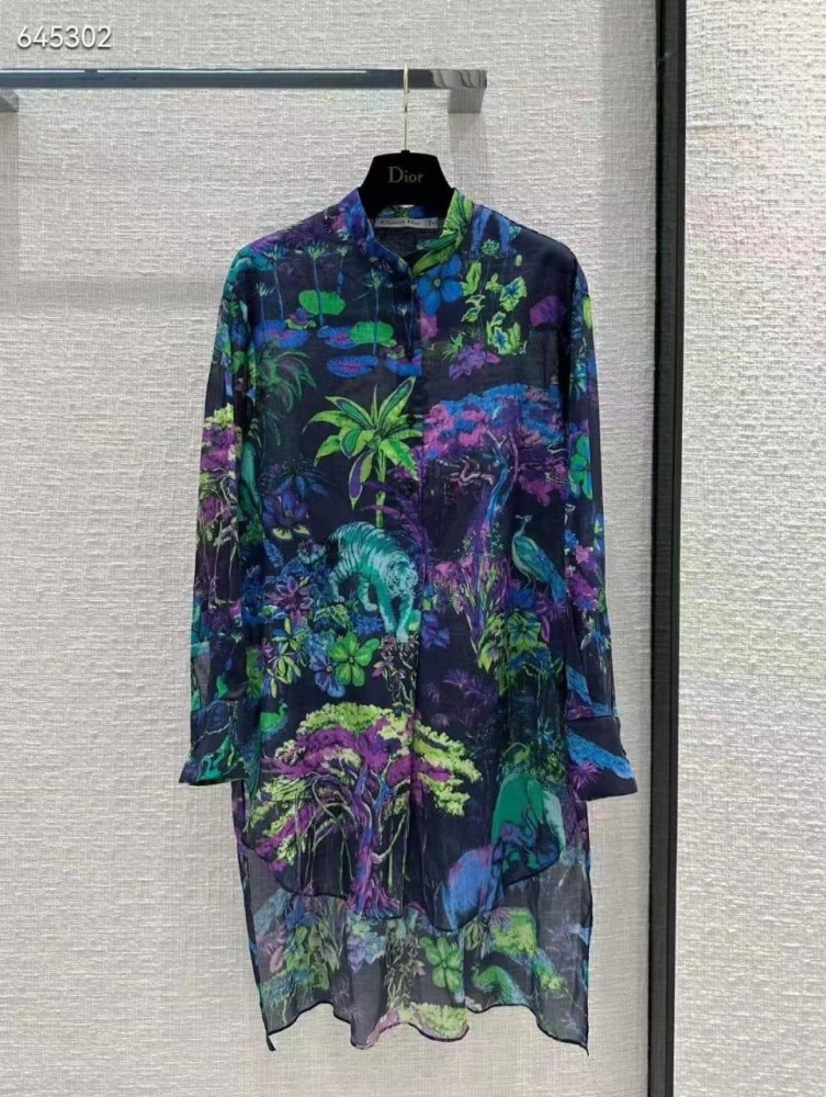 Christian Dior Women's Long Shirt with Bright Graphics and Colors
