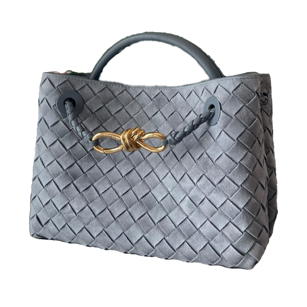 Bottega Veneta spacious bag in gray color, elegant, with a handle and gold metal