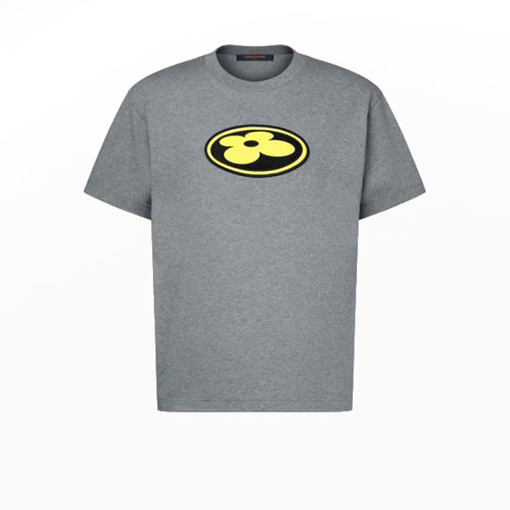 تي شيرت لويس فيتون رجالي جرافيتي ياقة مستديرة لون رمادي