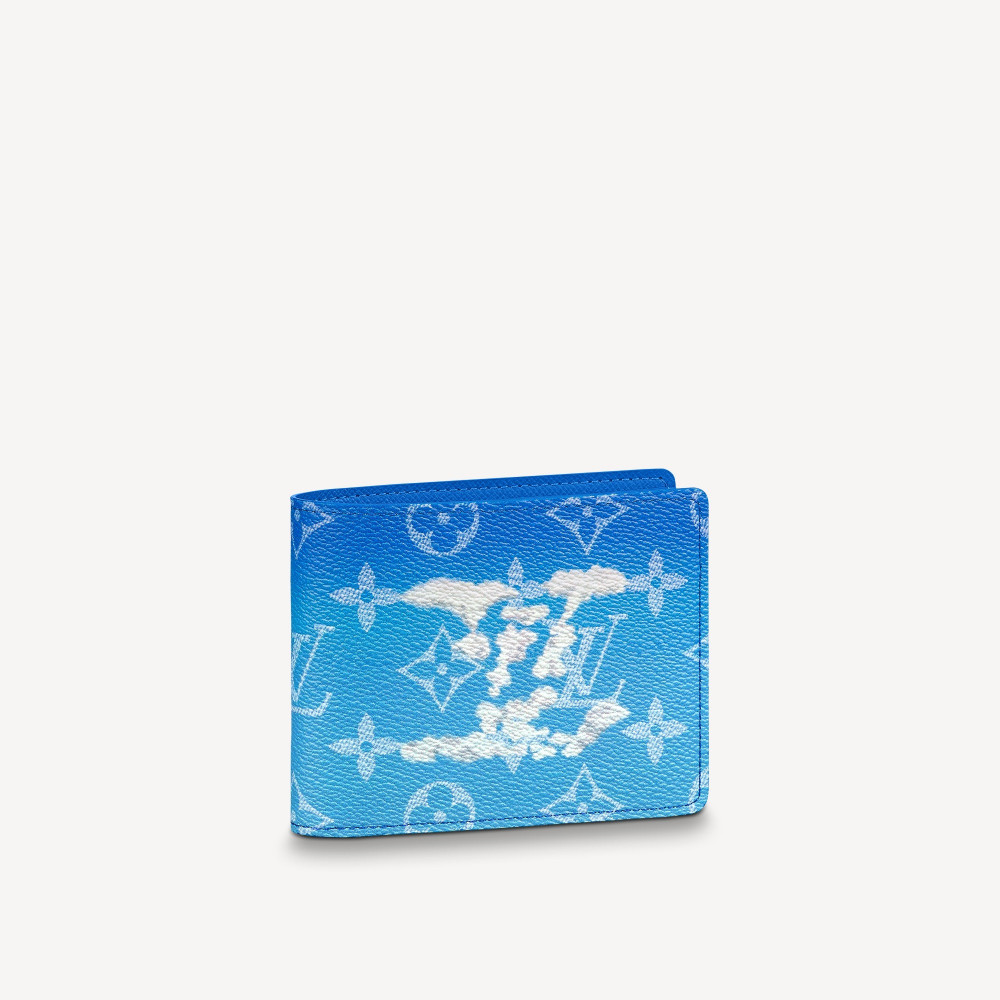 Pre-owned Louis Vuitton Slender Wallet Clouds Monogram Blue