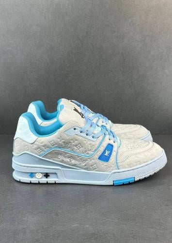 سنكر رياضي لويس فيتون LV TRAINER أبيض وأزرق بنقشة...
