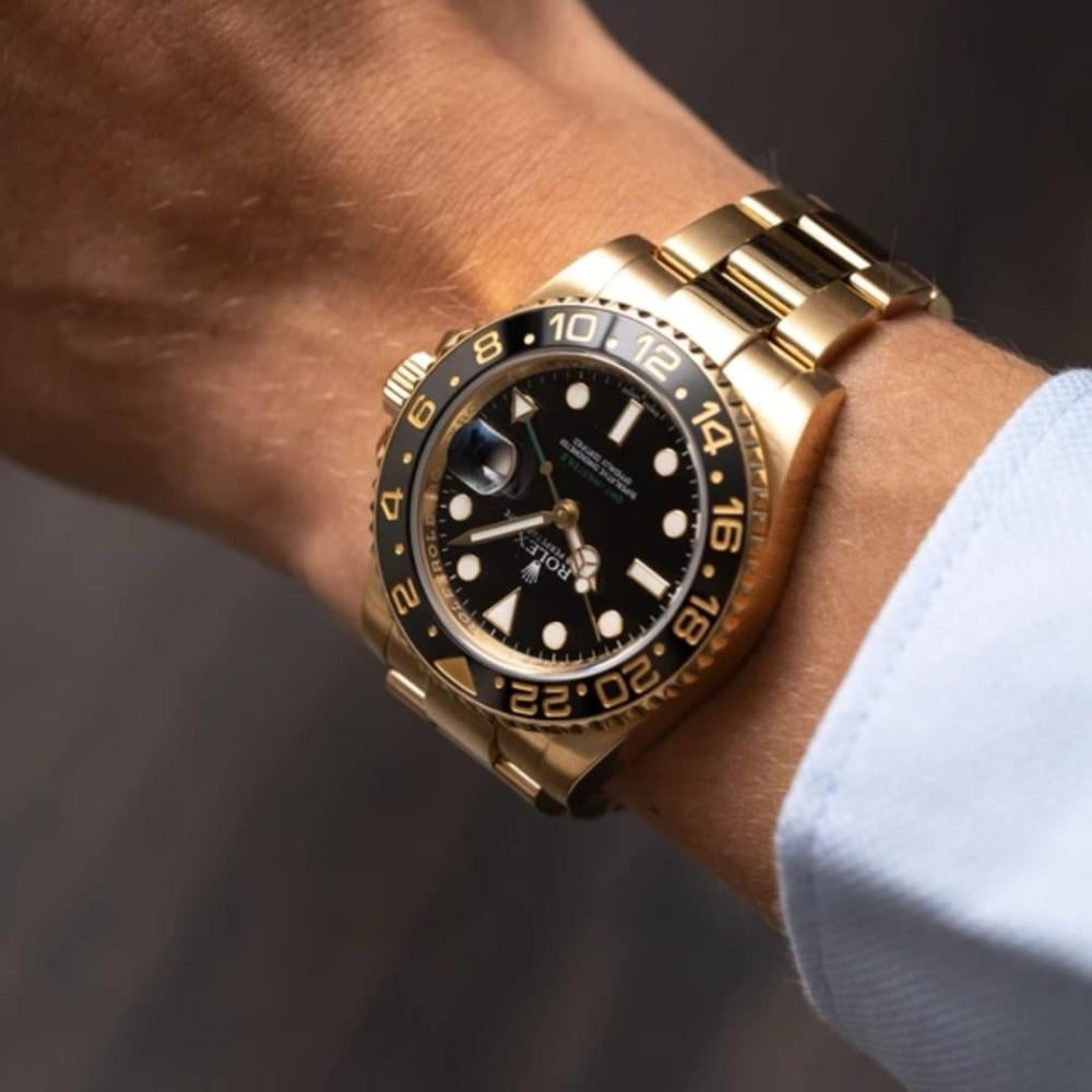 Rolex GMT-Master Gold Watch with Black Dial