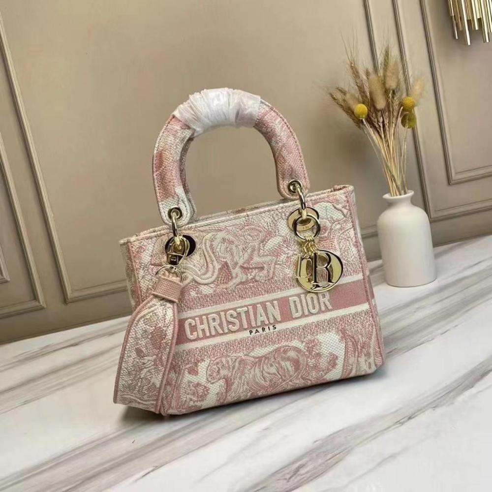 ليدي ديور باق مطرزة أنيقة للسيدات بلون بينك