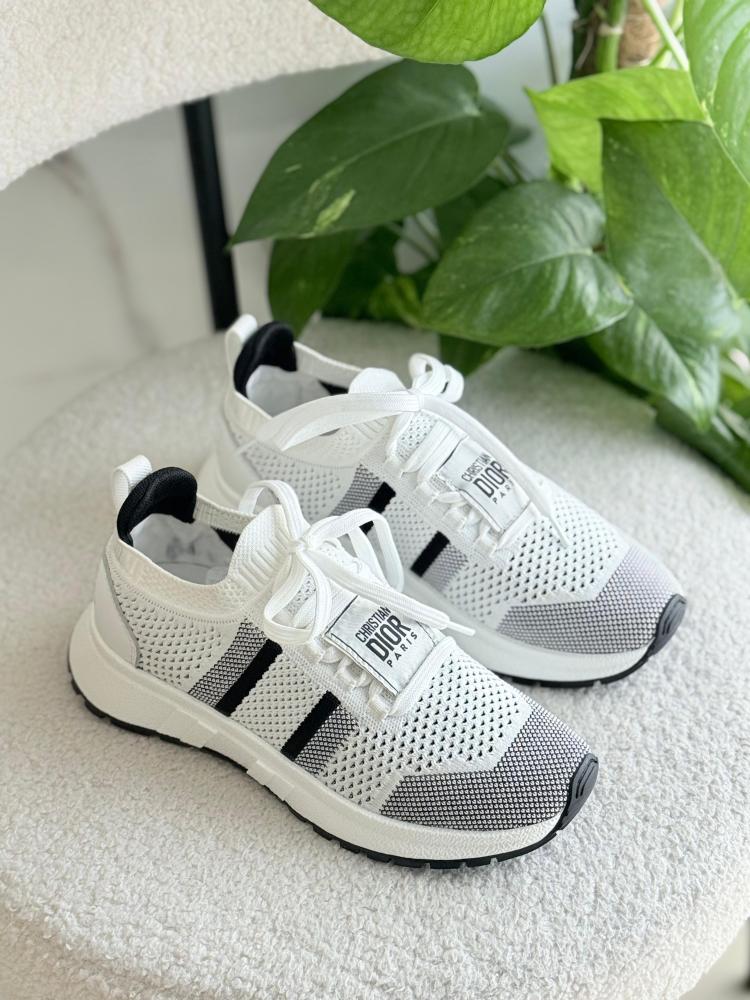 Dior N Run Women's Mesh Sneakers, White and Grey E-SEVEN STORE