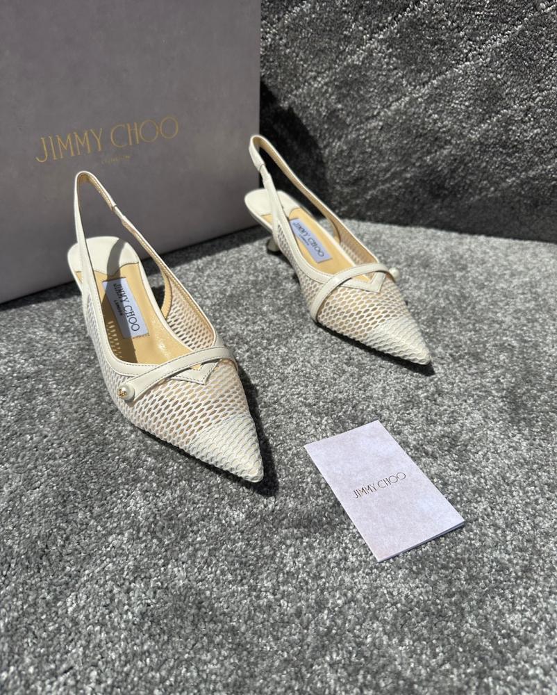 صندل شبكي بكعب منخفض من جيمي بحزام لون أبيض