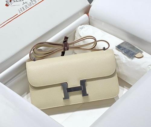 Hermes Constance H Flap Small Handbag, White - E-SEVEN STORE