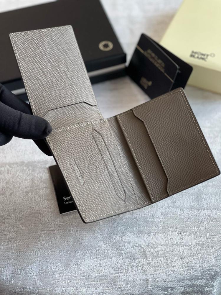 Montblanc Men's Small Leather Wallet in Grey - E-SEVEN STORE