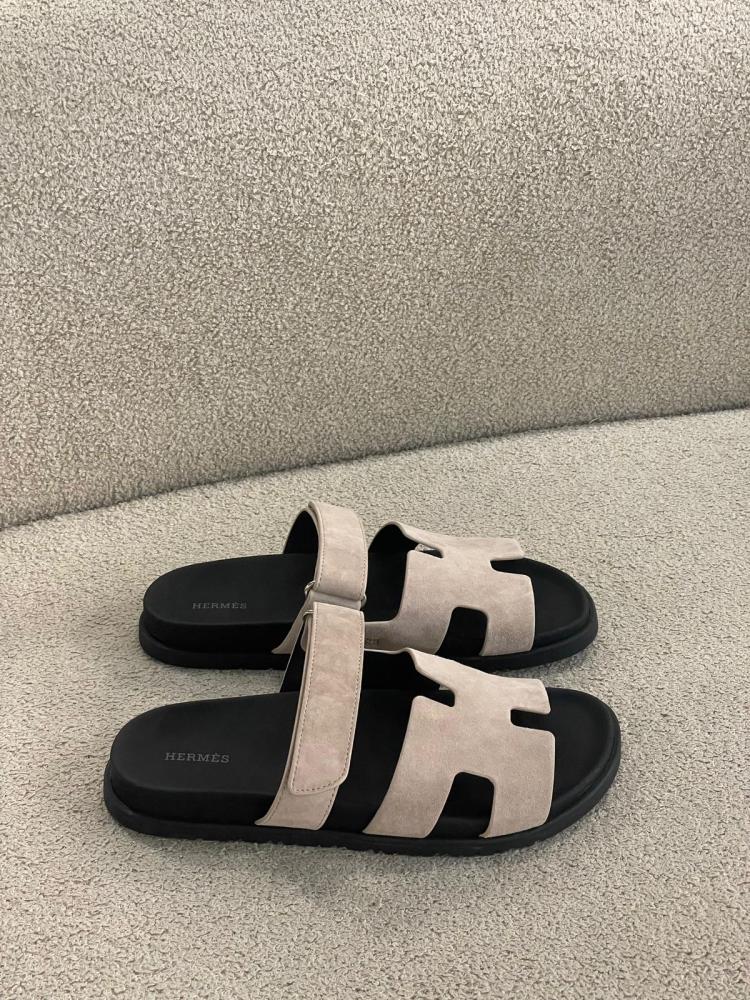 専用44 Hermes Shaper Men's Suede Sandal in Grey and Black - E-SEVEN