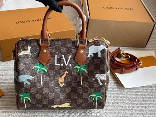 メッセージ専用 Louis Vuitton Speedy brown trendy bag with tropical animal print