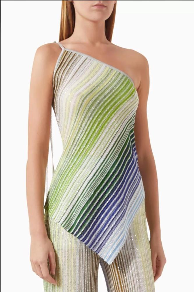 Set Missoni Women's Striped Top and Pants in Blue and White