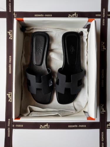 Hermes Oran Women's Flat Slipper, Chocolate Brown - E-SEVEN STORE