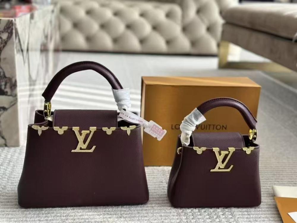 Louis Vuitton Capucine Women's Bag in Two Sizes, Burgundy E