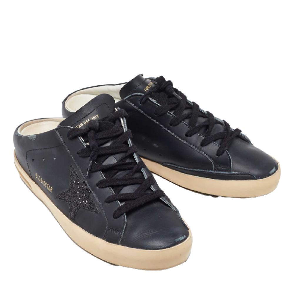 Golden ★25SS 超新作★Superstar Goldtap Sneakers Black Golden Goose Superstar Black With Yellow Star With Glitter