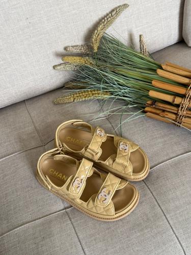 Sandals Beige Chanel Sandals On Sale Beige Chanel Leather Flat