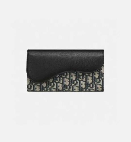 Dior Women's Long Saddle Wallet in Leather and Fabric with the