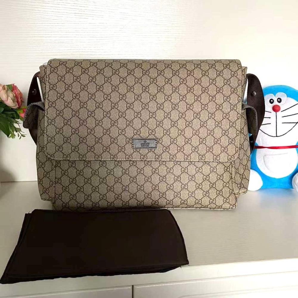 Gucci Men's Beige Logo Shoulder Bag - E-SEVEN STORE