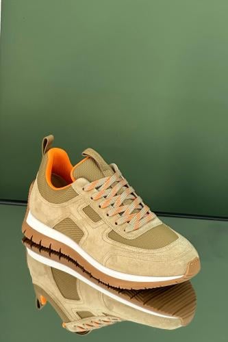 Jimmy Hermes Men's Daily Shoes, Comfortable Sneaker, Beige Orange