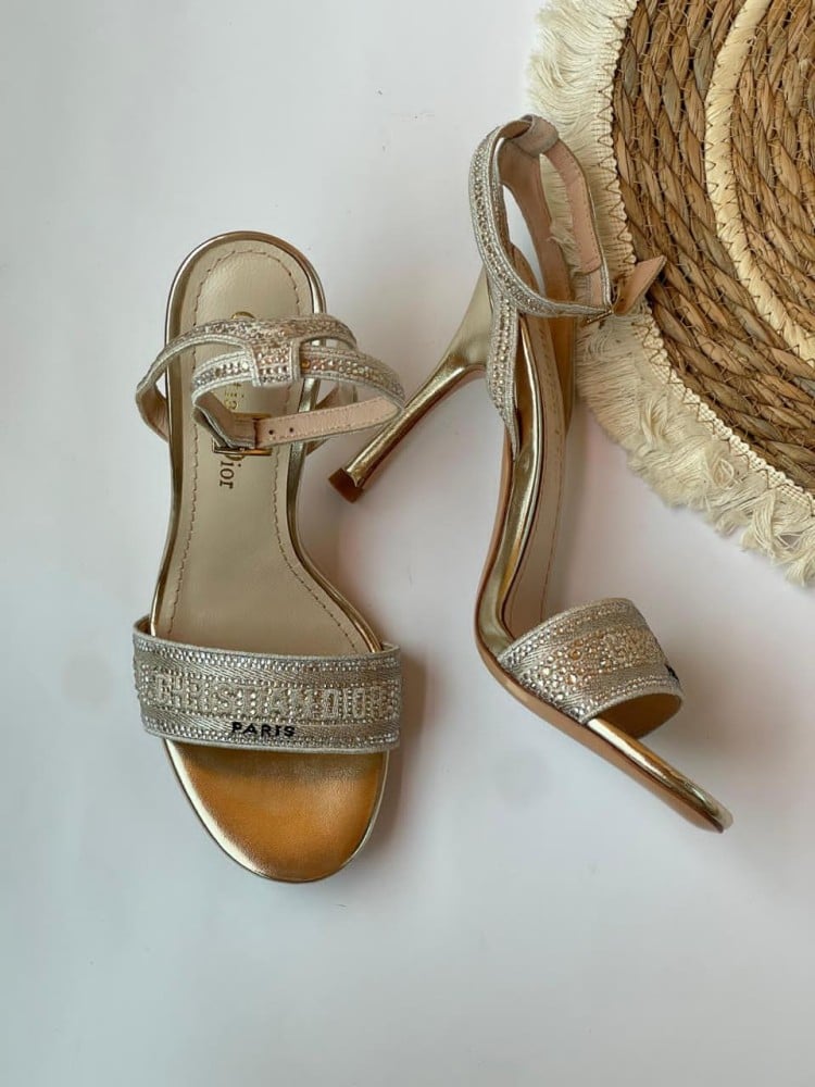 Dior women's sandal, luxurious design, high heel, elegant beige