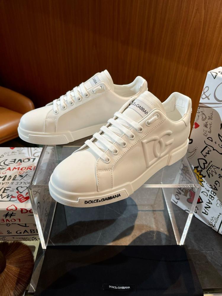 Dolce & Gabbana men's plain white sneakers with the brand's