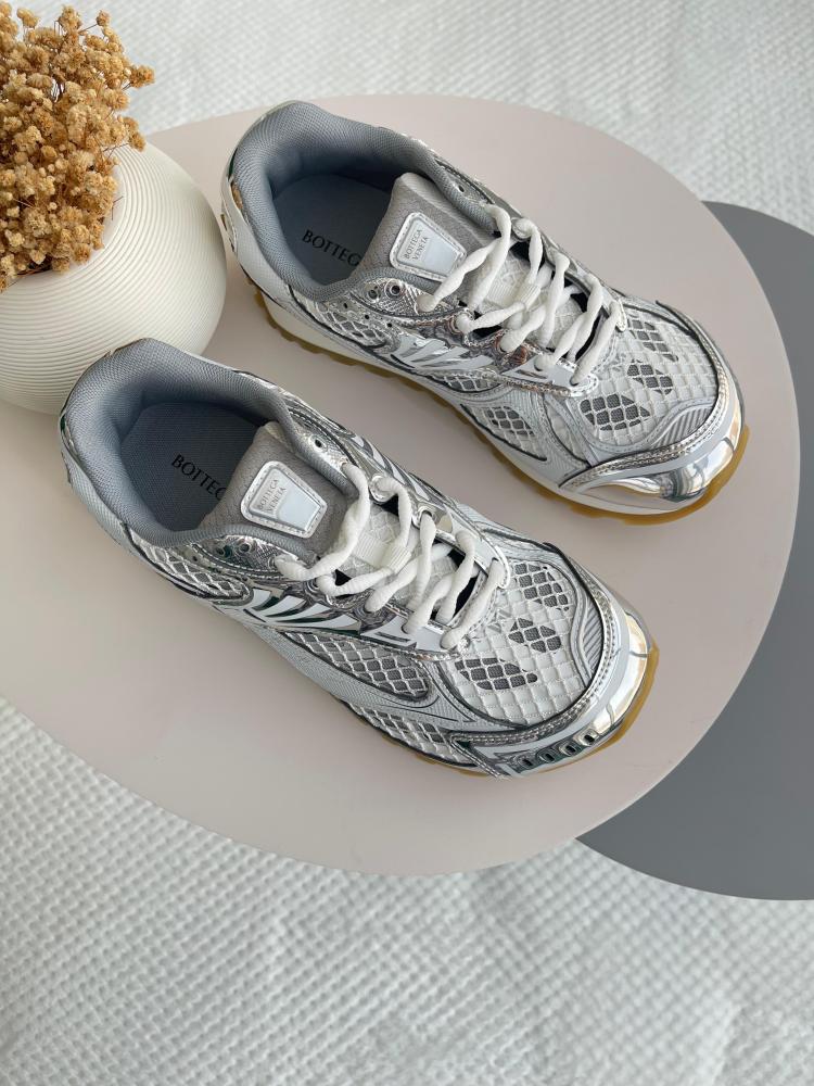 Bottega Veneta Orbit Metallic Silver Women's Lace-Up Sandal E - Main Image