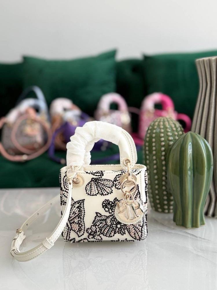 Dior rhinestone embroidered bag with elegant butterfly pattern