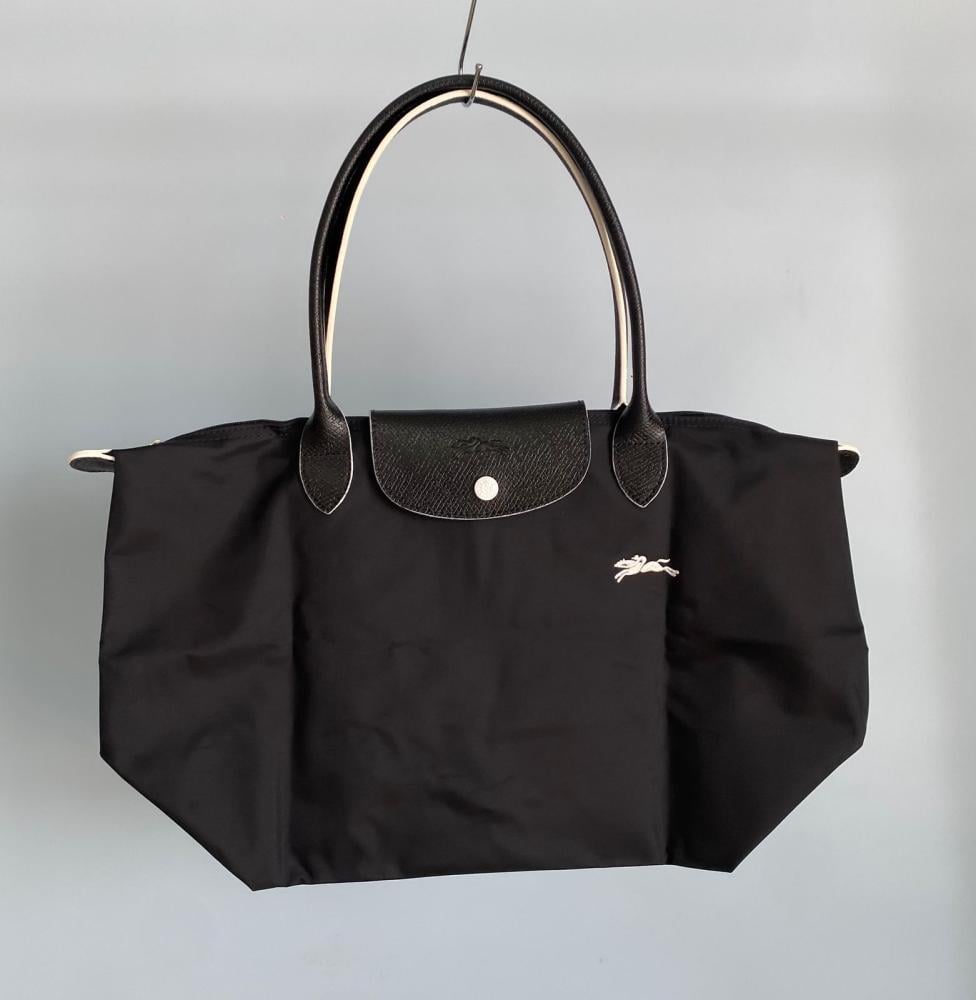 S Longchamp Women's Wide Black Bag - E-SEVEN STORE