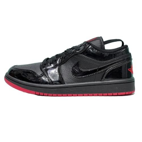 Nike Air Jordan Low Basketball Shoes Black and Red Glossy E