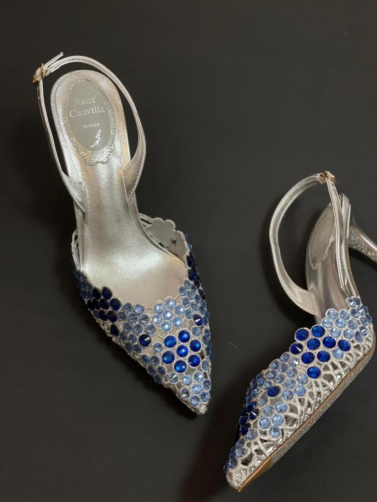 Rene Caovilla Women's Crystal Slingback Sandal in Silver
