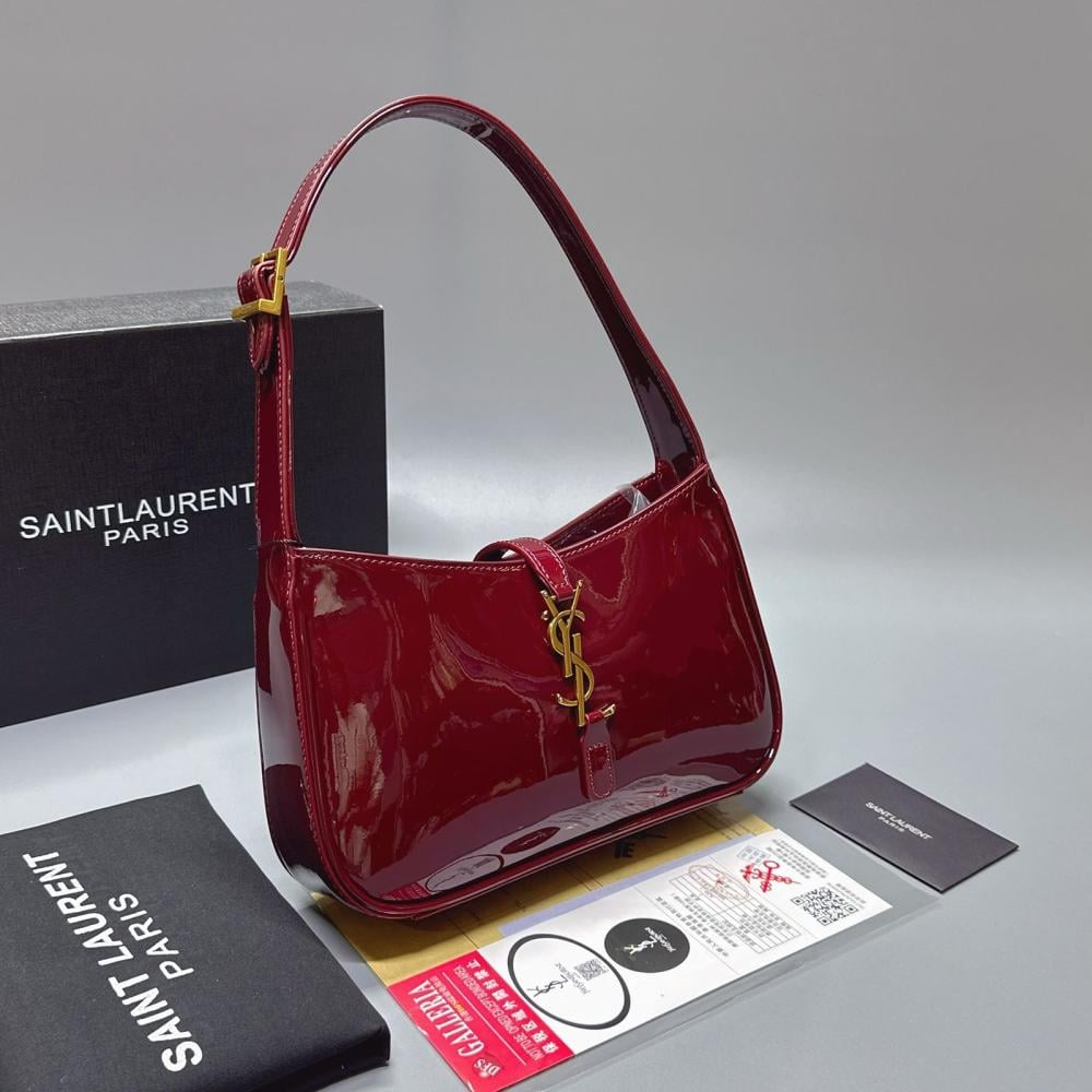 Yves Saint Laurent Classic Hobo Bag Zipper Style Red Patent