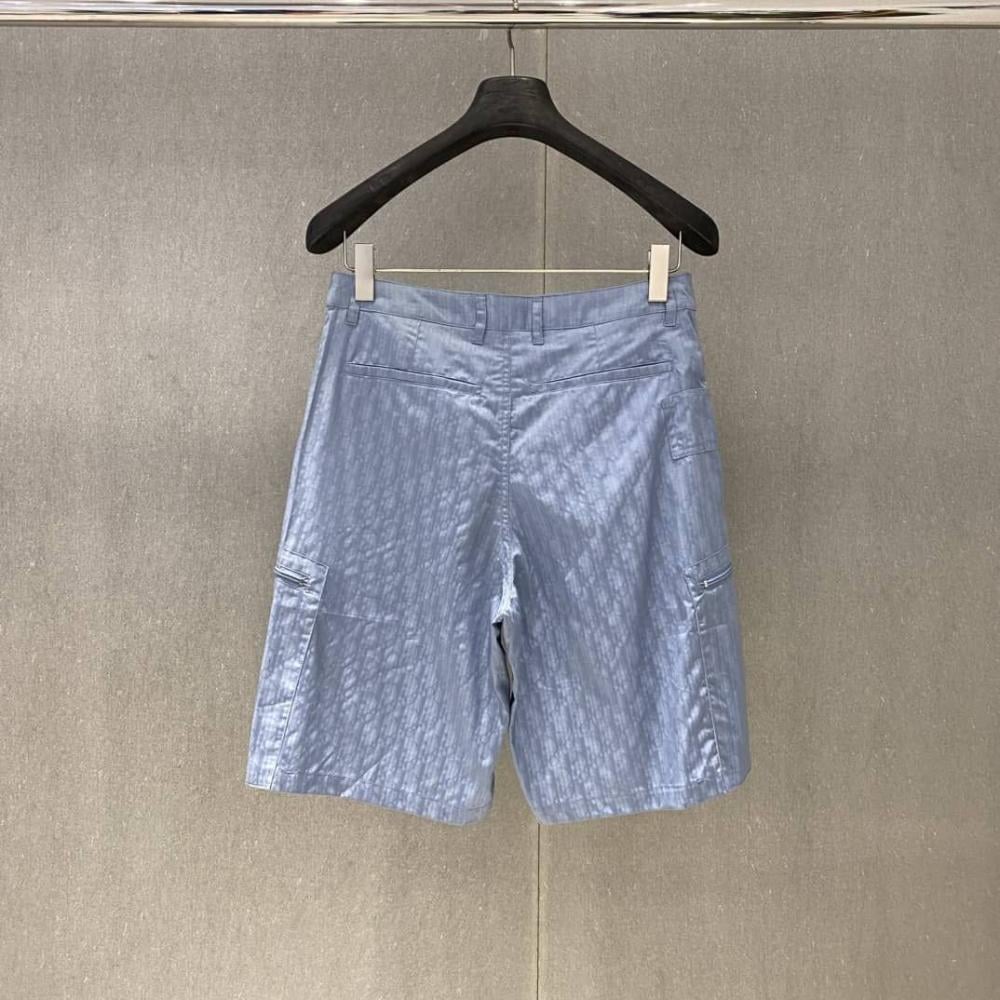 Dior Men's Off-White Shorts, Obelisk Print, Blue, with