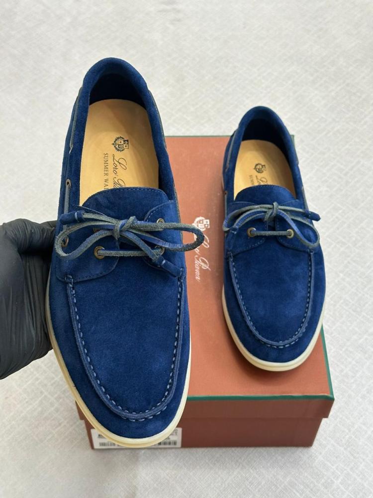 Loro Piana Men's Lace-Up Shoes in Navy Blue E-SEVEN STORE