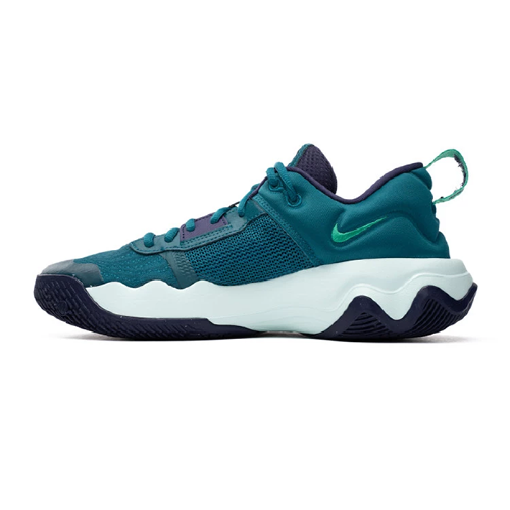 green and blue nike basketball shoes