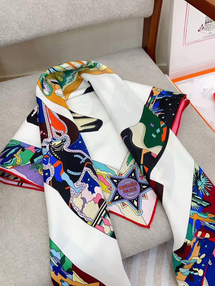 Hermes Boots Story Women's Square Scarf, Colorful, Stylish - E