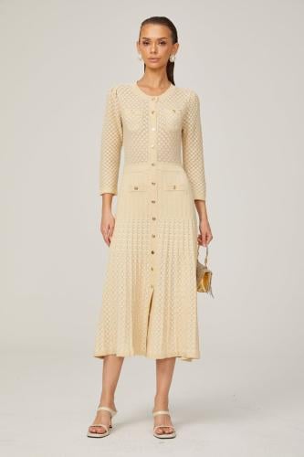 strapless open back dress Maeve Rib Knit Midi Dress Ashley blue – Hamilton Hatt main image 1