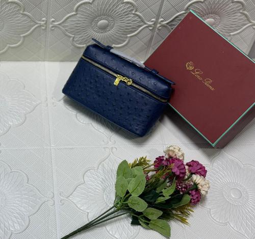 Loro Piana women's mini bag, navy blue, box design E-SEVEN STORE