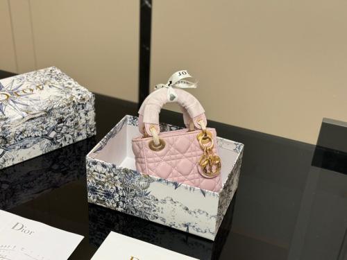 Dior Lady Bag Very Small Embroidered Leather Pink | ESEVEN STORE