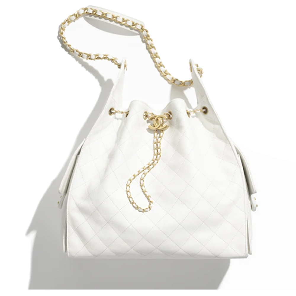 【国内直営/即納25C】CHANEL チェーンベルト レザー ホワイト 25SS】CHANEL（シャネル）チェーン付きクラッチバッグ
