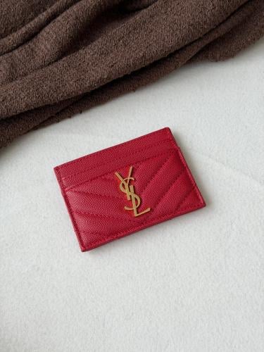Saint Laurent Metallis Leather Wallet with Chain in Black and Gold