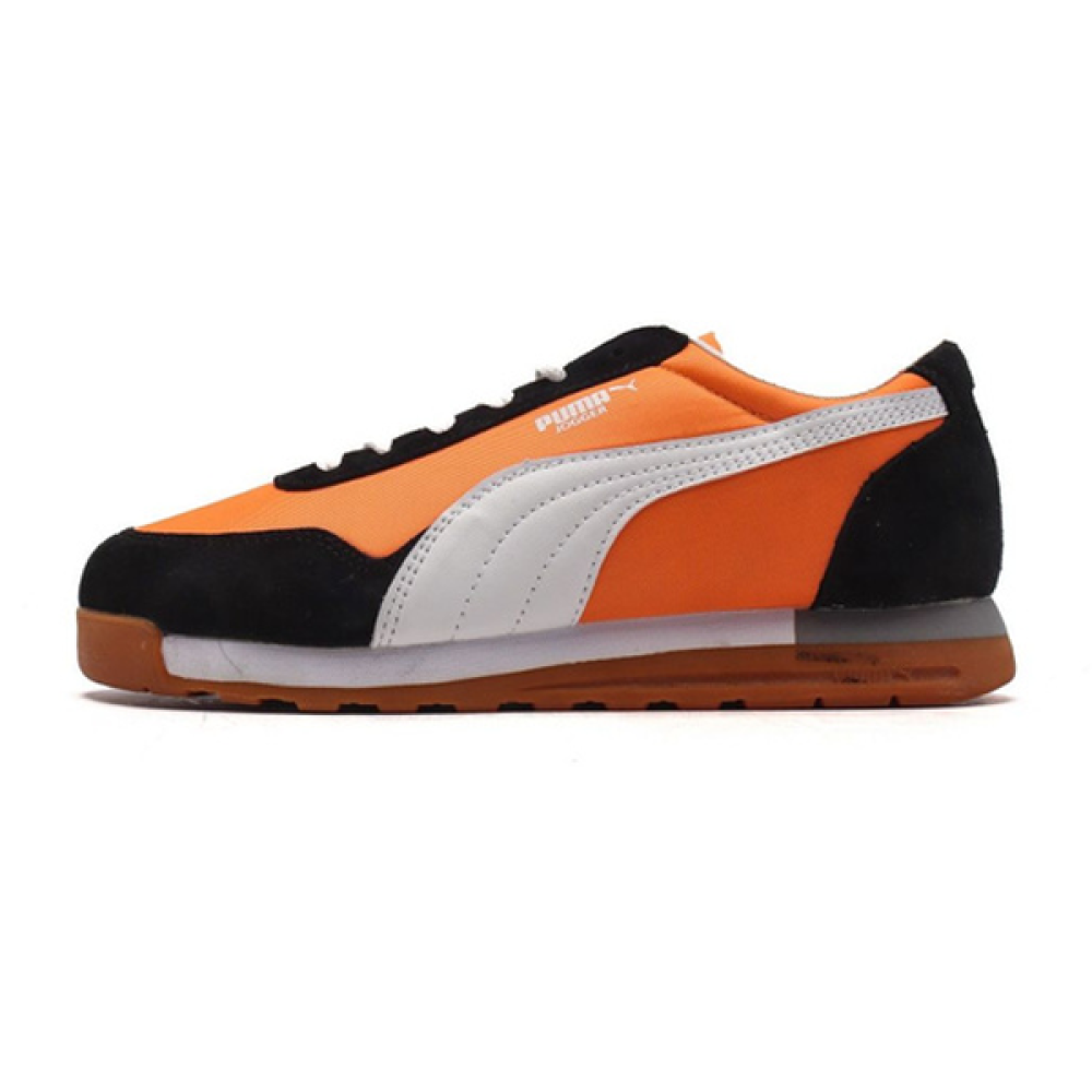 Puma Men's Jogger Sneakers in Leather and Suede in Black and Orange