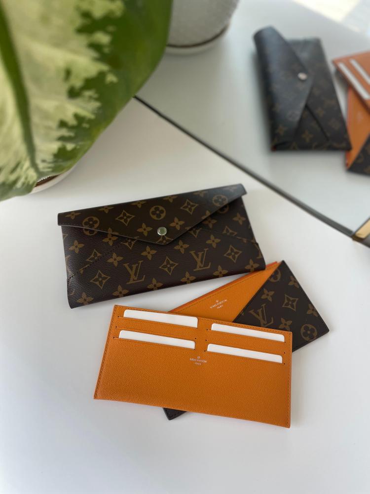 Louis Vuitton Brown Orange Women's Pouch Wallet Luxury - E