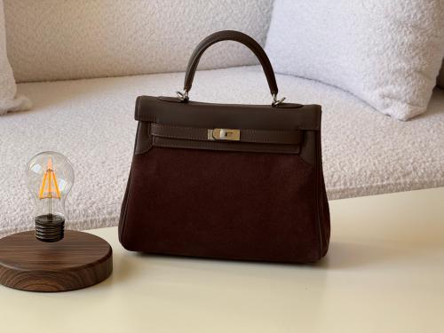 Louis Vuitton Women's Suede Bag in Beige with a Top Handle