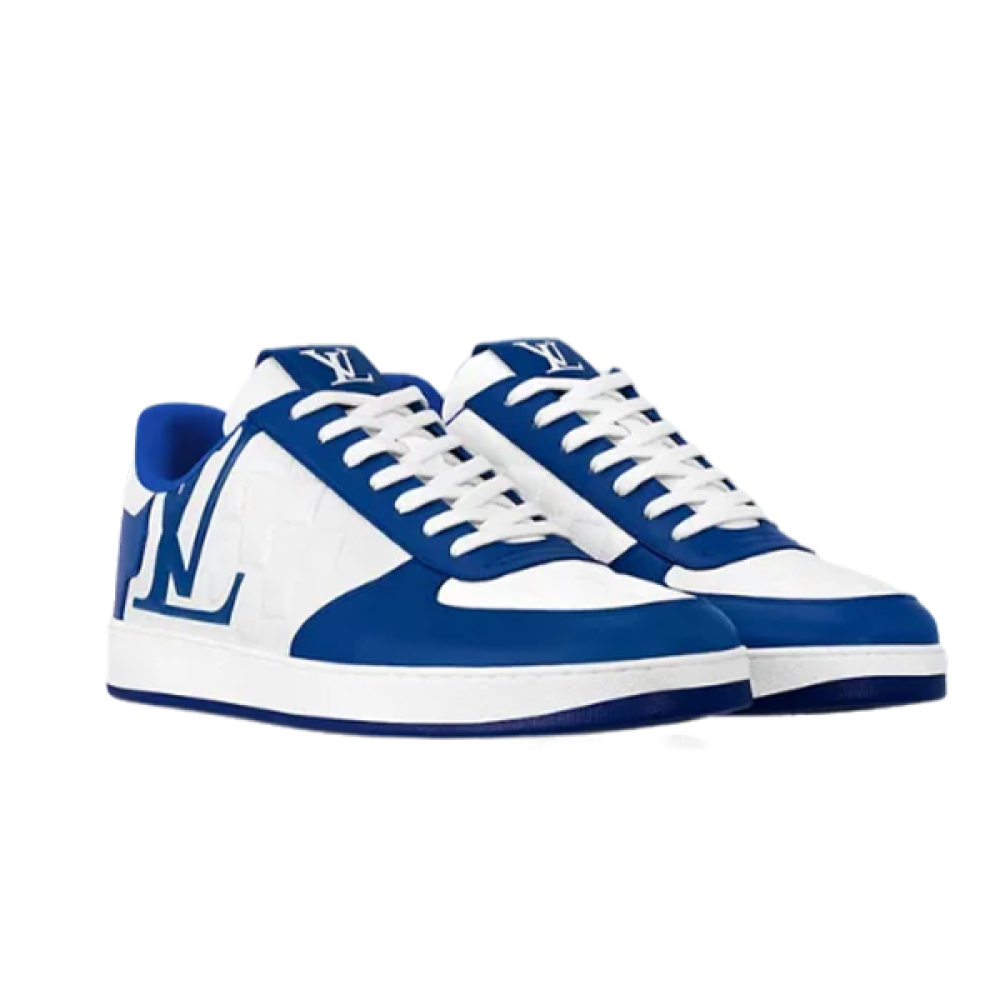Louis Vuitton Men's Blue and White Luxury Sneakers - E-SEVEN