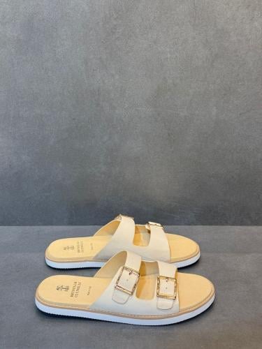 Brunello Cucinelli Men's Open Toe Sandal, White - E-SEVEN STORE