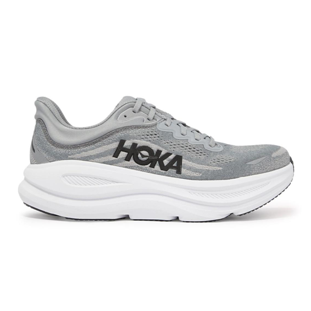 A Hoka Bondi 9 Mesh Running and Walking Shoes in Grey and